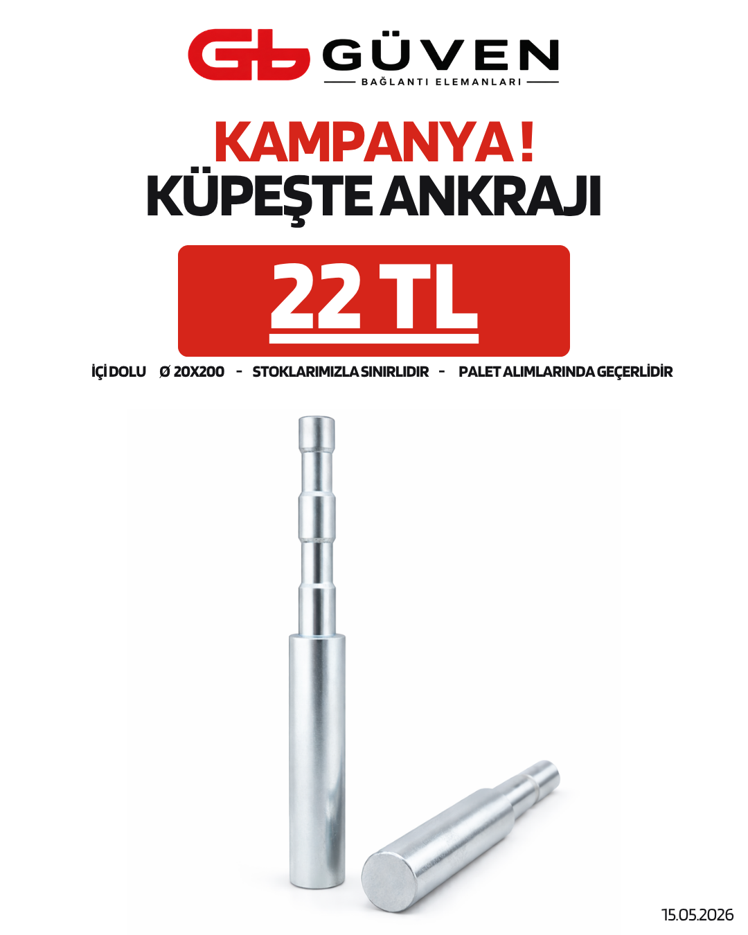 İçi dolu küpeşte ankrajı ürün görseli